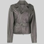 Belted Leather Jacket - Chic Front Full Image