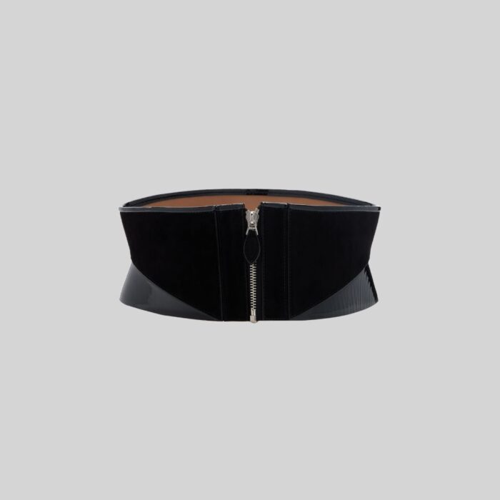 Black corset belt in leather