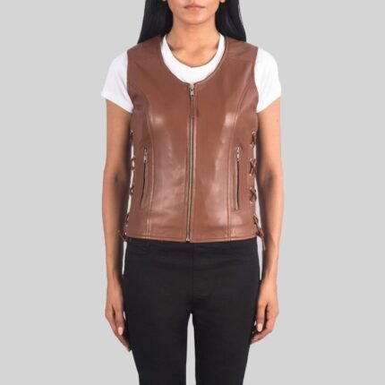 Brown Leather Biker Vest