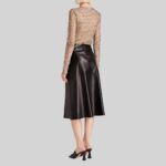 Elevate Your Look with a Leather Midi Skirt Back Side Pose