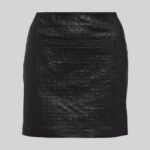 Embossed Real Leather Midi Skirt Full Image