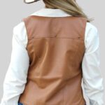 Embrace Style with the Cassidy Leather Vest Back Side Pose