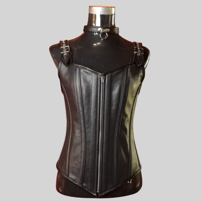 Female Black Leather full Length Corset