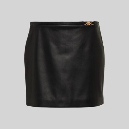 GOLD ZIP LEATHER MINISKIRT