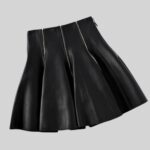 leather pleated skirt for Effortless Style Back Close