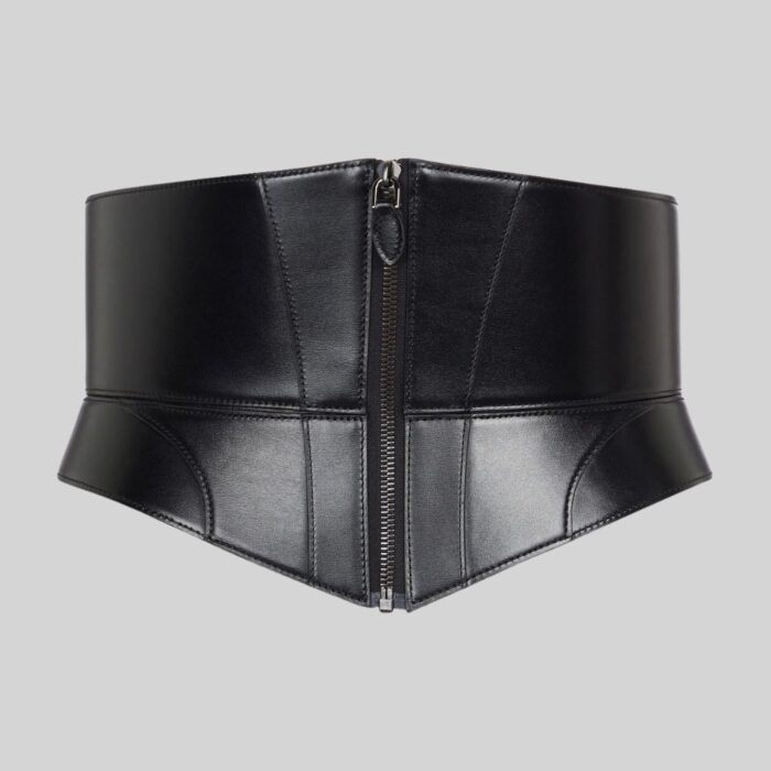 Large Leather Corset Belt ZIP Full Front Image