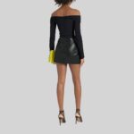 Make Waves in Sliced Leather Mini Skirt Back Pose