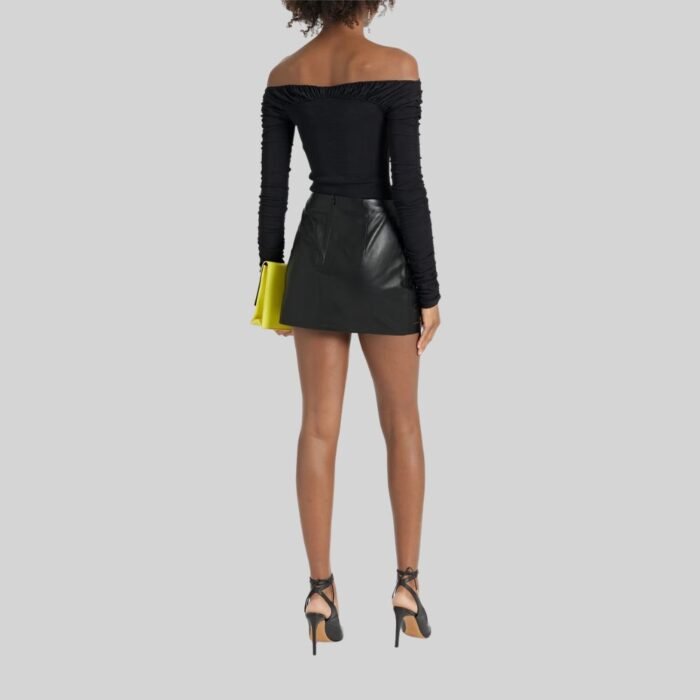 Make Waves in Sliced Leather Mini Skirt Back Pose