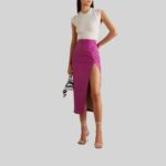 Pink Leather Midi Skirt for Confident Charm