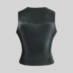 Plain Side Black Leather Vest For Every Occasion Back Pose
