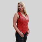Red Leather Vest with Lace