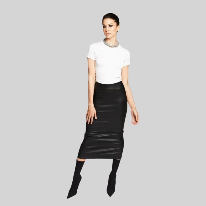 Transform Your Wardrobe with a Black Leather Skirt Front