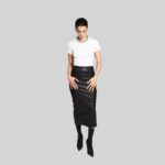 Transform Your Wardrobe with a Black Leather Skirt Front Pose