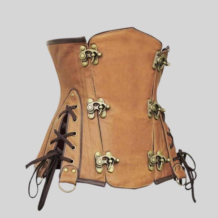 Underbust Leather Chic Corset Front Side Pose