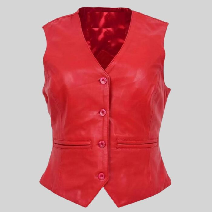 Women's Lambskin Red Vest