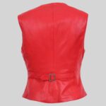 Women's Lambskin Red Vest Back Pose