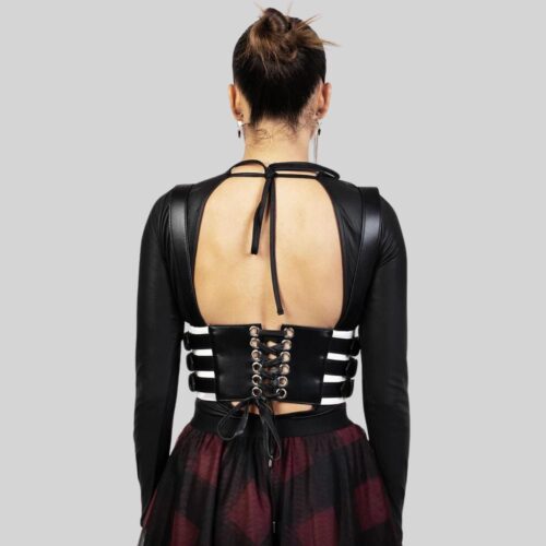 Zip Leather Harness Back Side Pose