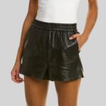 Black leather shorts for women