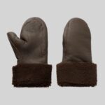 brown shearling mittens full image