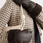 brown shearling mittens