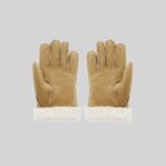 Yellow leather gloves for women