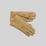 Yellow leather gloves for women