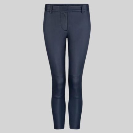 Chic Elegance Women's Navy Blue Leather Pants