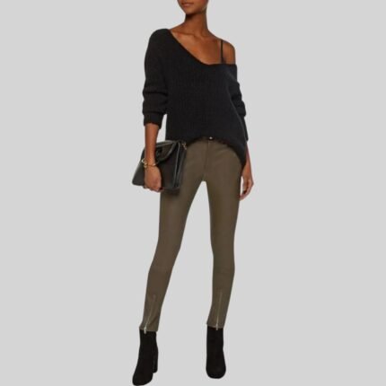 Discover Our Collection of Genuine Leather Pants for Women front view