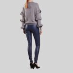 Explore Our Women's Blue Leather Pants back side view