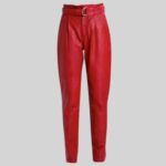 Unleash red leather pants for women