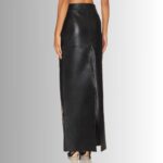 Back view of chic leather maxi skirt
