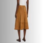 Back view of chic suede A-line skirt