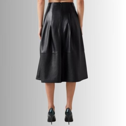 "Back view of leather biker skirt"