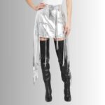 Belted leather skirt - Front view