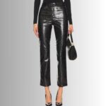 Black Leather Pants Women - Front View