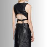 Black Leather Vest for Women - Back View