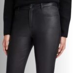 Black Leather Women's Pants - Close-up