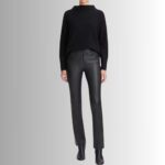 Black Leather Women's Pants - Full View