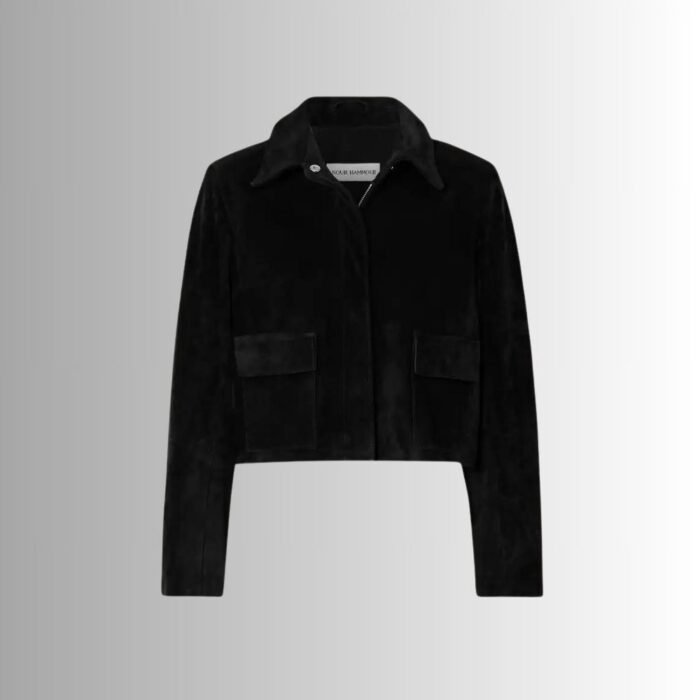 Black Suede Jacket Women - Front View