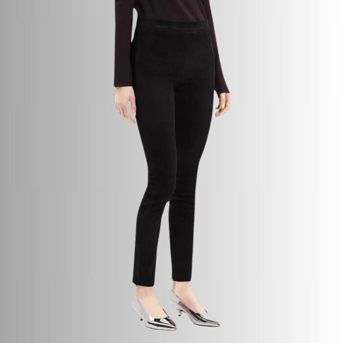 Black Suede Pants Women - Side View