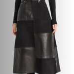 Black leather and suede skirt closeup
