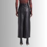 Black leather midi skirt - Back view