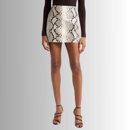 Black leather pencil skirt front view