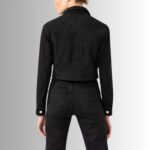 Black suede jacket for women-back view