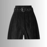 "Black suede shorts - Front view"