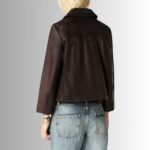 Brown Cropped Leather Jacket - Back View