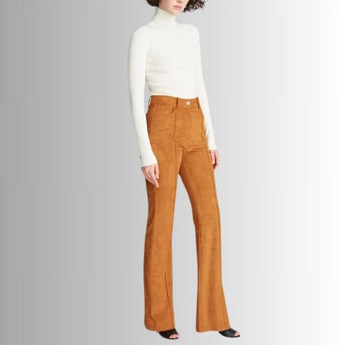 Brown Suede Pants - Side View