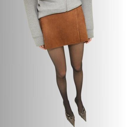 : Brown suede skirt - front view