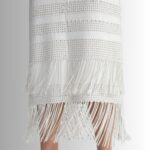 White Leather Fringe Skirt - Close-Up