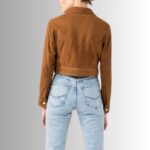 Cropped suede jacket womens-back view